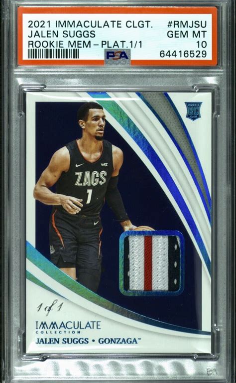 Jalen Suggs Panini Immaculate Draft Patch Rc Ssp Psa Gem