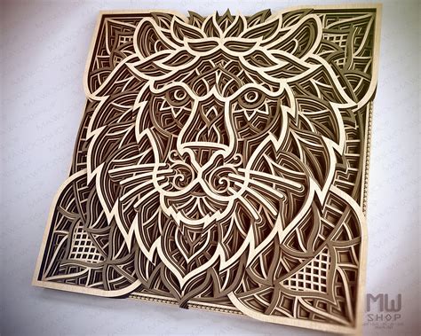 A02 Layered Lion DXF Laser Cut Layered Lion SVG 808926 Laser