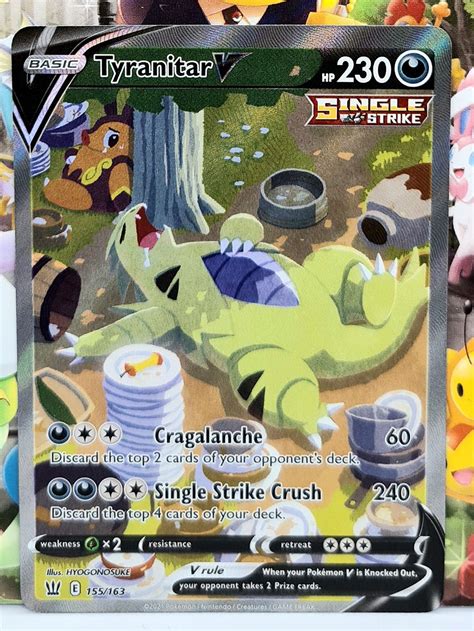 Tyranitar V Alt Art Rare Full Art 155 163 Battle Styles Poison Storm