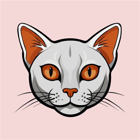 Cat Face Vector Illustration Isolated on White Background. Stock Vector - Illustration of ...