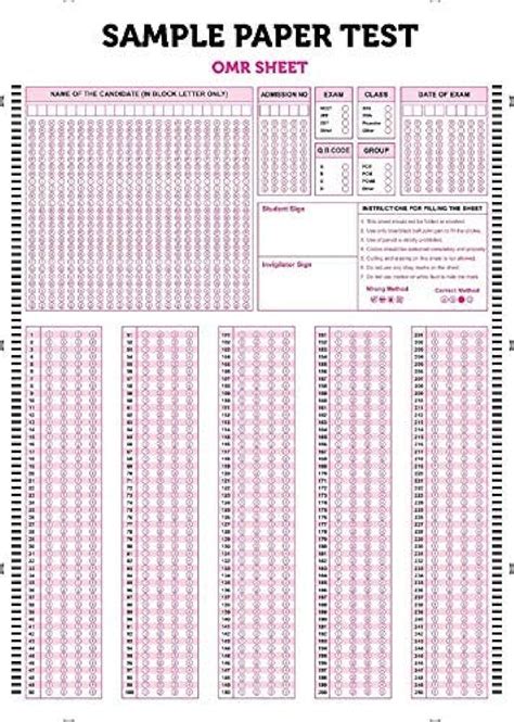 Sample Omr Answer Sheet 200 Questions Pdf 41 Off