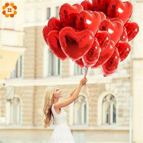 Ballon Hart Rood 45 Cm 5 Stuks Valentijn Folieballon Helium