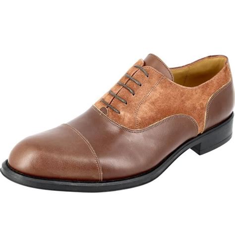 Chaussure Homme De Ville En Cuir Cognac Et Daim Belym Marron