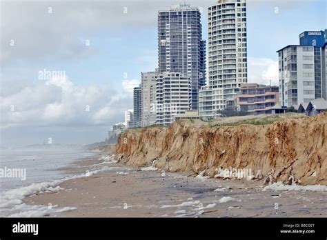 Beach Erosion After Storm Activity Gold Coast Australia Stock Photo Alamy