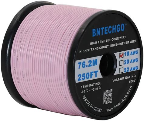 BNTECHGO Bobina De Alambre De Silicona Calibre 18 De 250 Pies Rosa