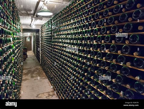 Champagne cider bottles in the cellars of the Hereford Cider Museum ...