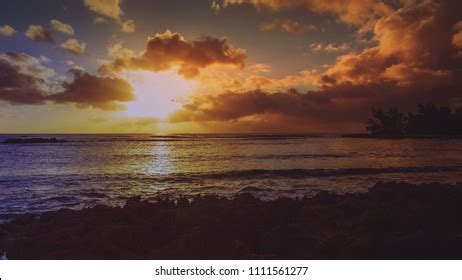 Colorful Stunning Sunset Haleiwa Beach Park Stock Photo 1111561277 ...