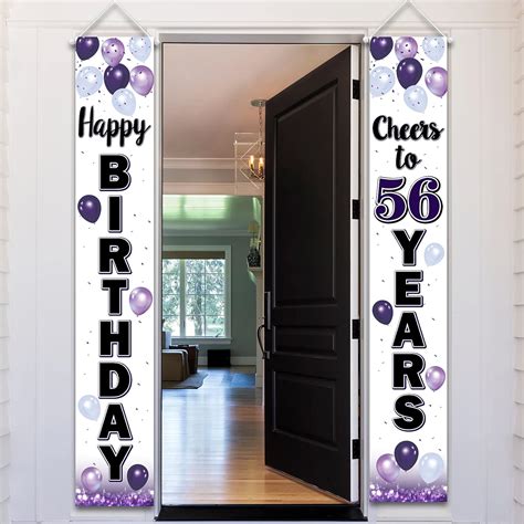 LASKYER Happy 56th Birthday Purple Door Banner Cheers To 56 Years Old