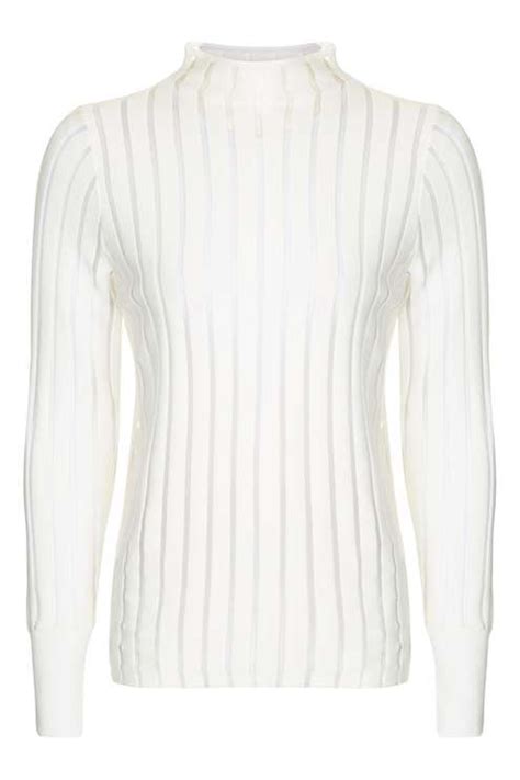 Sheer Stripe Funnel Neck Jumper Topshop Outfit Knit Outfit Fashion