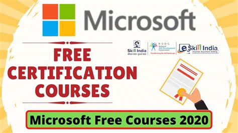 Microsoft Free Certification Courses 2020 Microsoft Free Online