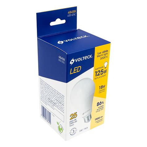 Lámpara LED A25 18 W equiv 125 W luz cálida caja De LED 48459