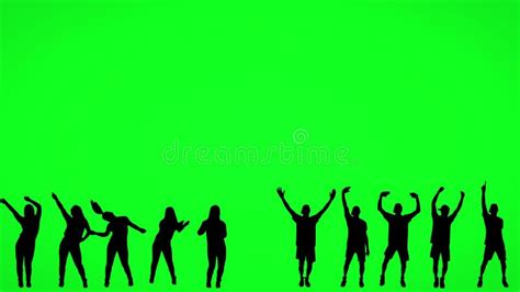 Silhouette Of Dancing People On Green Screen Stock Footage Video Of