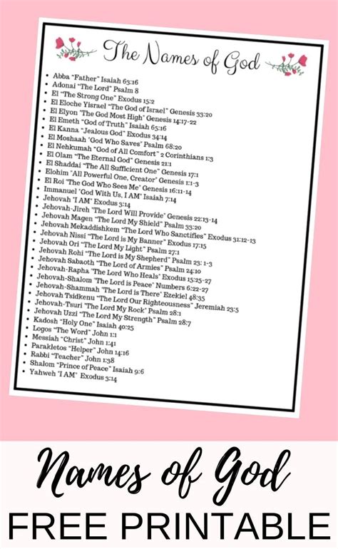 47 Names Of God Plus Free Printable Names Of God Personal Bible