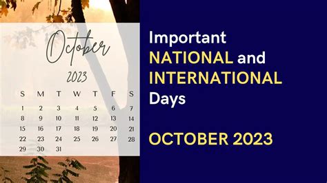 October 2023 Complete List Of Important Days In October