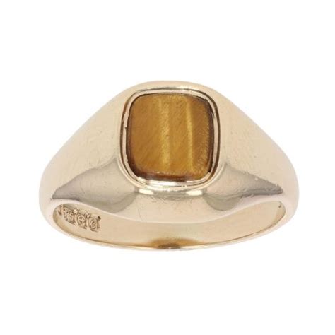 Ct Yellow Gold Tigers Eye Signet Ring Ramsdens Jewellery