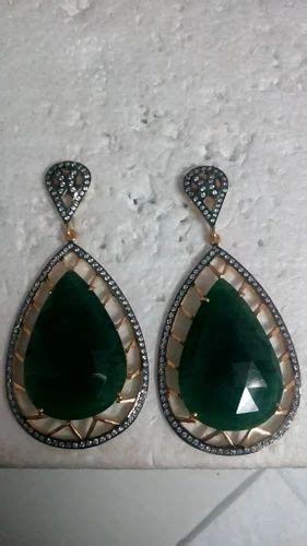 Green Aventurine Earring In Sterling Silver At Rs Pair