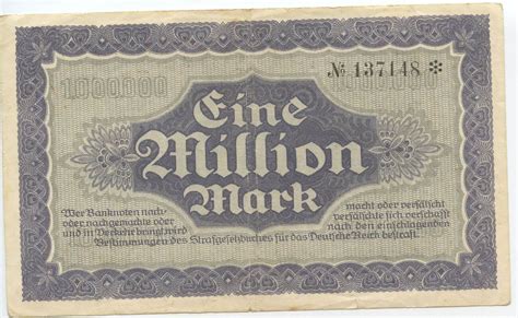 Deutsches Reich Weimar Sachsen 1 Million Mark 1 000 000 Banknote 18