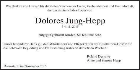 Traueranzeigen Von Dolores Jung Hepp Vrm Trauer De