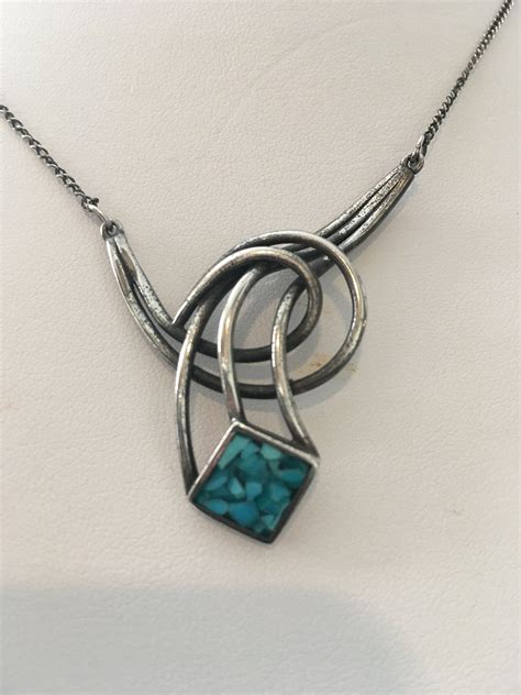 A Vintage Sterling Silver And Turquoise Necklace With A Etsy In 2020