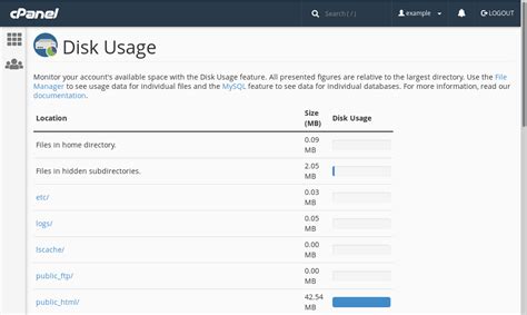 Disk Space Usage In CPanel Catalyst2