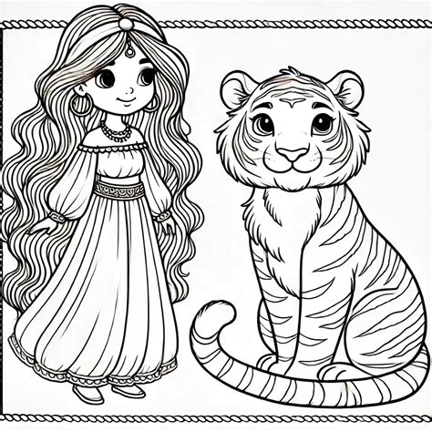 Dibujo de princesa Jazmín para colorear Peque Aulas