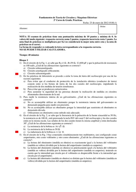 Examen Practicas Ftcy Me Enero 2012 Modelo A Con Letras Fundamentos