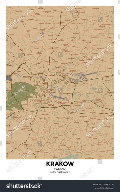 Poster Krakow Poland Map Illustration Krakow Stock Illustration ...