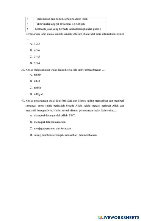 Fiqih Kelas 4 Live Worksheets