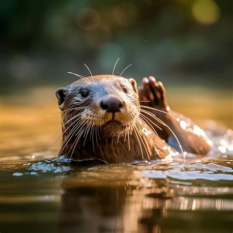 Premium AI Image | Otter swimming in the water portrait of an Asian smallclawed otter