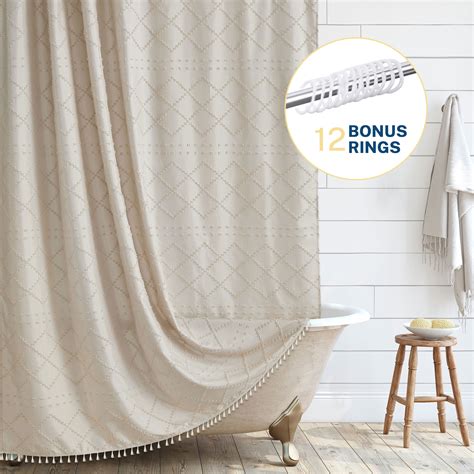 Siiluminisoy Beige Shower Curtains Heavy Duty Mold Mildew Resistant