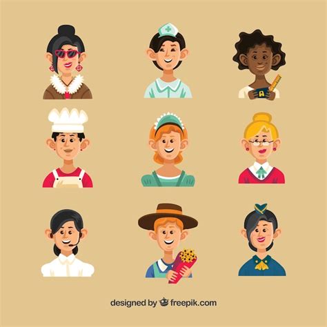 Free Vector Cartoon Avatars Of Smiley Women