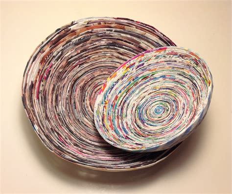 Bowls Hechos Con Rollitos De Papel De Revistas Paper Art Sobres De