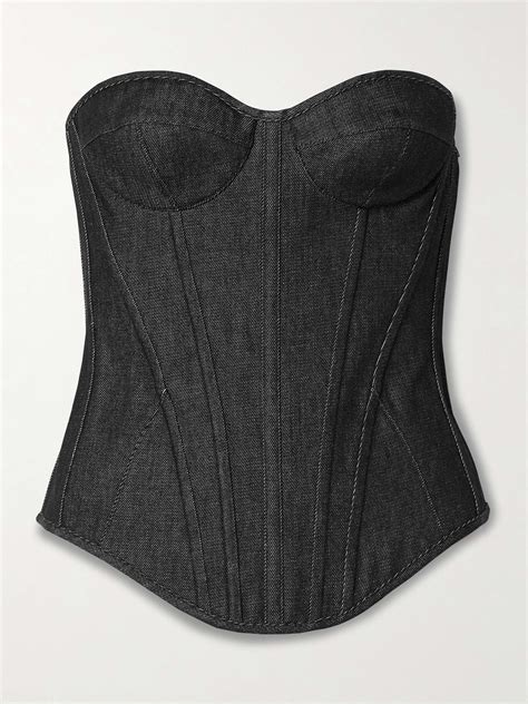 ROSAMOSARIO Strapless Denim Bustier Top NET A PORTER