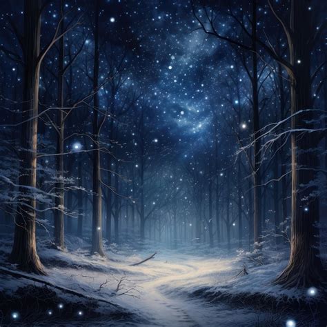 Winter night forest snow illuminated | Premium Photo - rawpixel