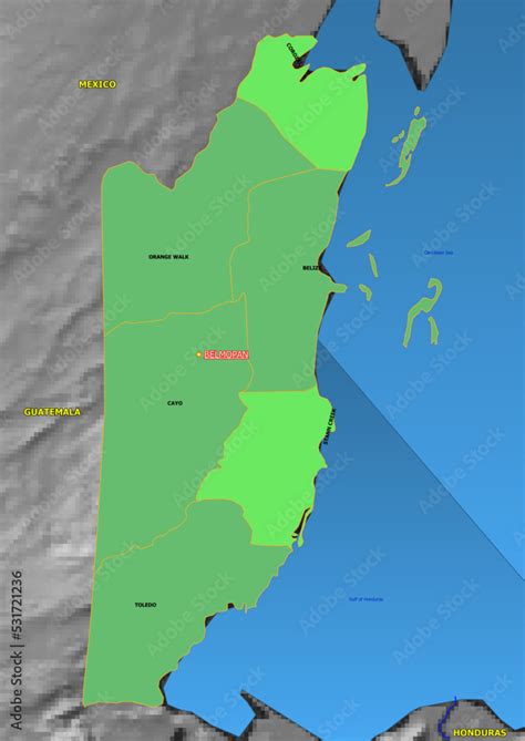 Administrative And Political Colored Vector Map Of Belize With