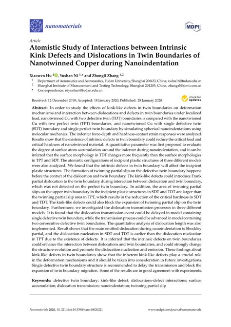 PDF Atomistic Study Of Interactions Between Intrinsic Kink Defects