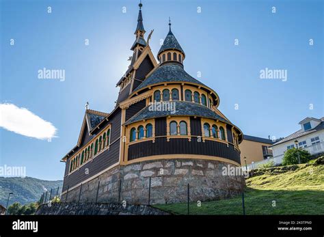 St Olafs Wooden Christian Church In Balestrand Norway Stock Photo Alamy