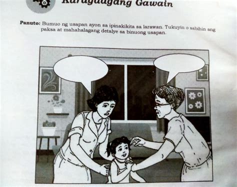 Do Karagdagang Gawain Panuto Bumuo Ng Usapan Ayon Sa Ipinakikita Sa