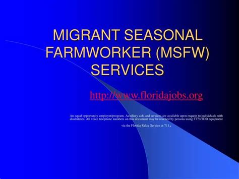 PPT MIGRANT SEASONAL FARMWORKER MSFW SERVICES PowerPoint