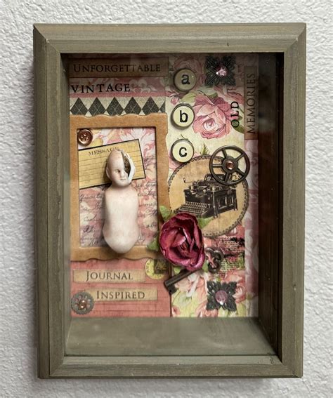 Timeless Curiosity Mixed Media Shadowbox Altered Art Vintage Assemblage