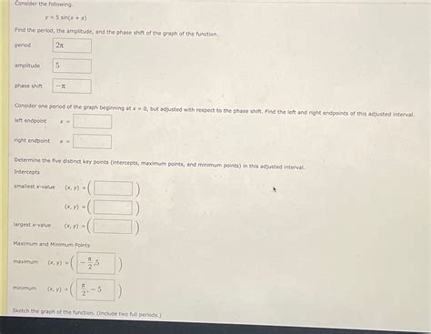 Solved Consider The Following Y 5sin X π Find The Period