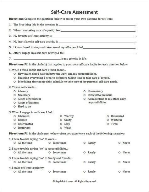 Self Care Assessment Worksheet Therapist Aid Anger Management Worksheets