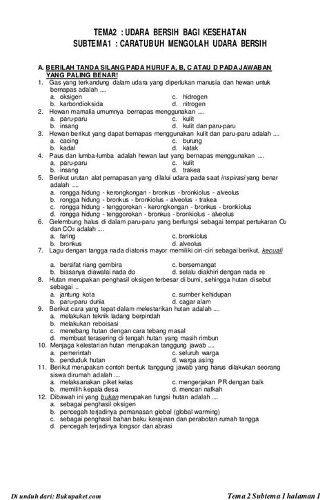 Latihan Soal Ipa Tema 2 Kelas 5 Worksheet Riset