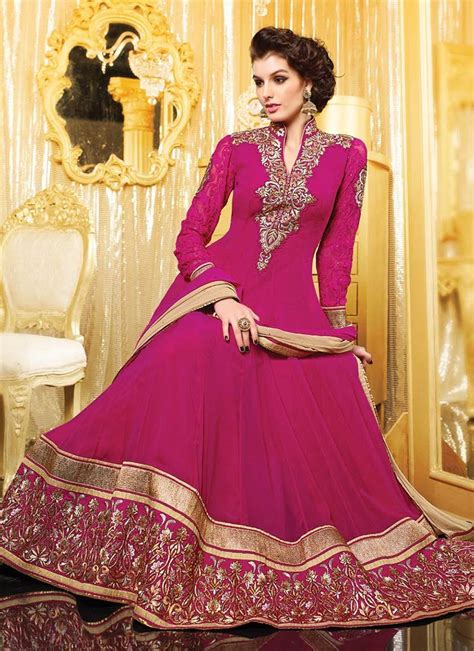 Magenta Faux Georgette Anarkali Salwar Suit