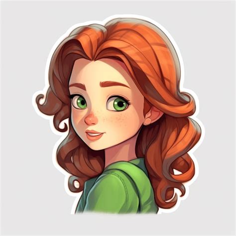 Premium Photo A Cartoon Girl With Red Hair And Green Eyes Generative Ai