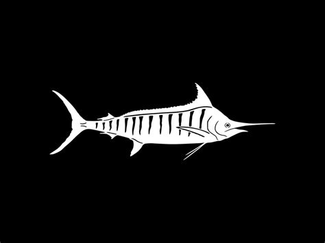 Blue Marlin Sticker White Vinyl Fish Decal Detailed Silhouette