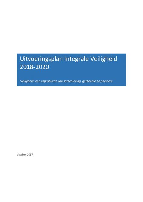 Pdf Uitvoeringsplan Integrale Veiligheid Uitvoeringsplan