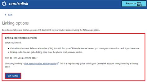 myGov help - Link Centrelink to myGov using a linking code - Services Australia