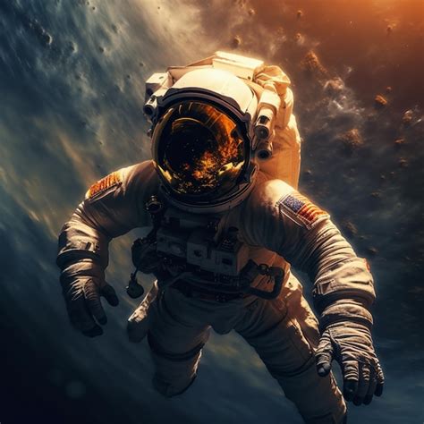 Premium AI Image Cute Astronaut Floating In Outer Space Digital Art