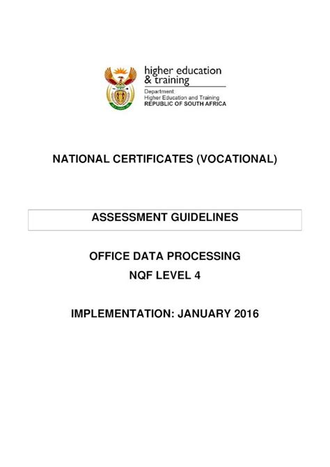 Pdf National Certificates Vocational Assessment Guidelines